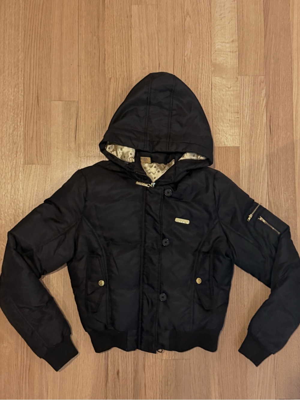 Apple bottoms Black Hooded Puffer/bomber Jacket
